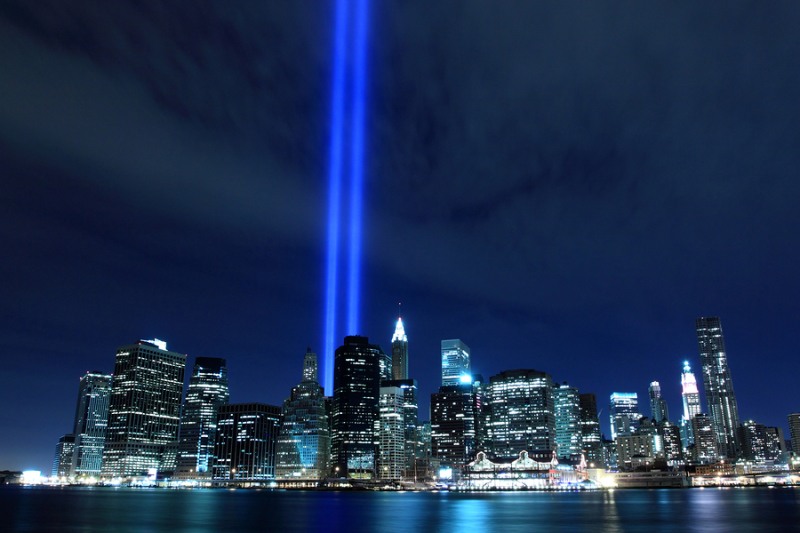 Lowers Manhattan Skyline and the Towers Of Lights at Night